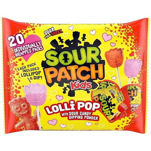 Miniatura 2 de Sour Patch Kids - Paleta para niños, paquete de 20 unidades, caramelos envueltos individualmente para el día de la madre, 60 caramelos Sour Patch