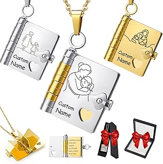 Ejoyiso To My Granddaughter Book Necklace from Grandma - Personalized Chapter Book Necklace, To My Granddaughter Jewelry Gift, Custom Name Engraved Stainless Steel Mini Book Pendant with Gift Box
