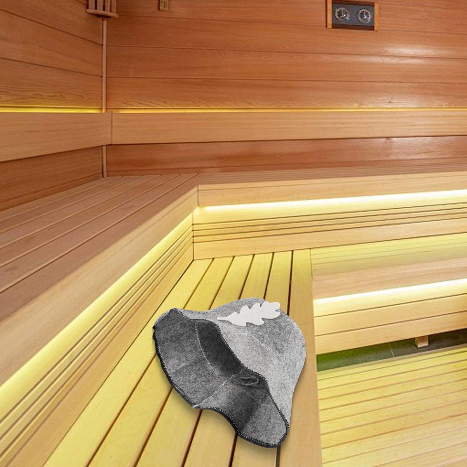 Gorro de sauna unisex de fieltro de pescador con aislamiento y absorción de agua, adecuado para baño, casa y sauna (gris)