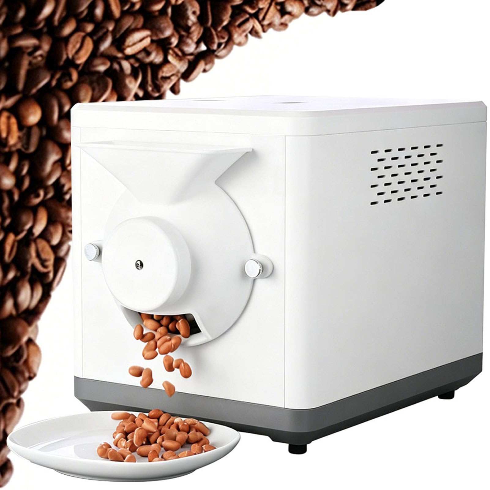 SHENGSHIYU Electric Coffee Roaster,360° Even Stirring,1500G Capacity,Precise Temperature Control 100℃-250℃,Low Noise,Non-stick Inner Pot,Grain & Nut Roaster/Coffee Bean Roaster White