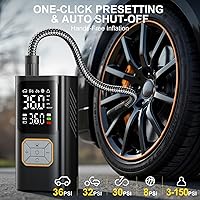 Vista 6 de Compresor de aire portátil para inflador de neumáticos, bomba de aire de 150 PSI para neumáticos de automóvil, bomba de compresor de aire