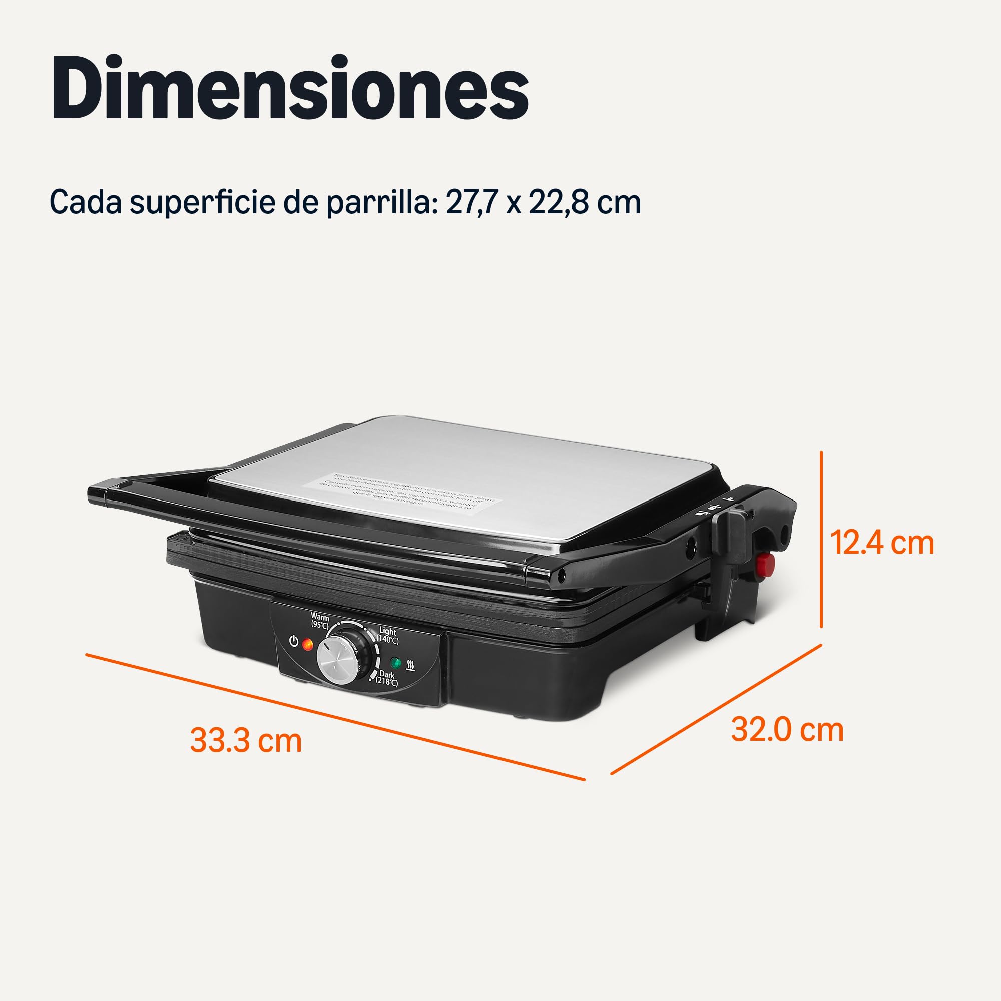 Amazon Basics - Parrilla eléctrica de contacto con control de temperatura, placas antiadherentes, 2000 W, negro