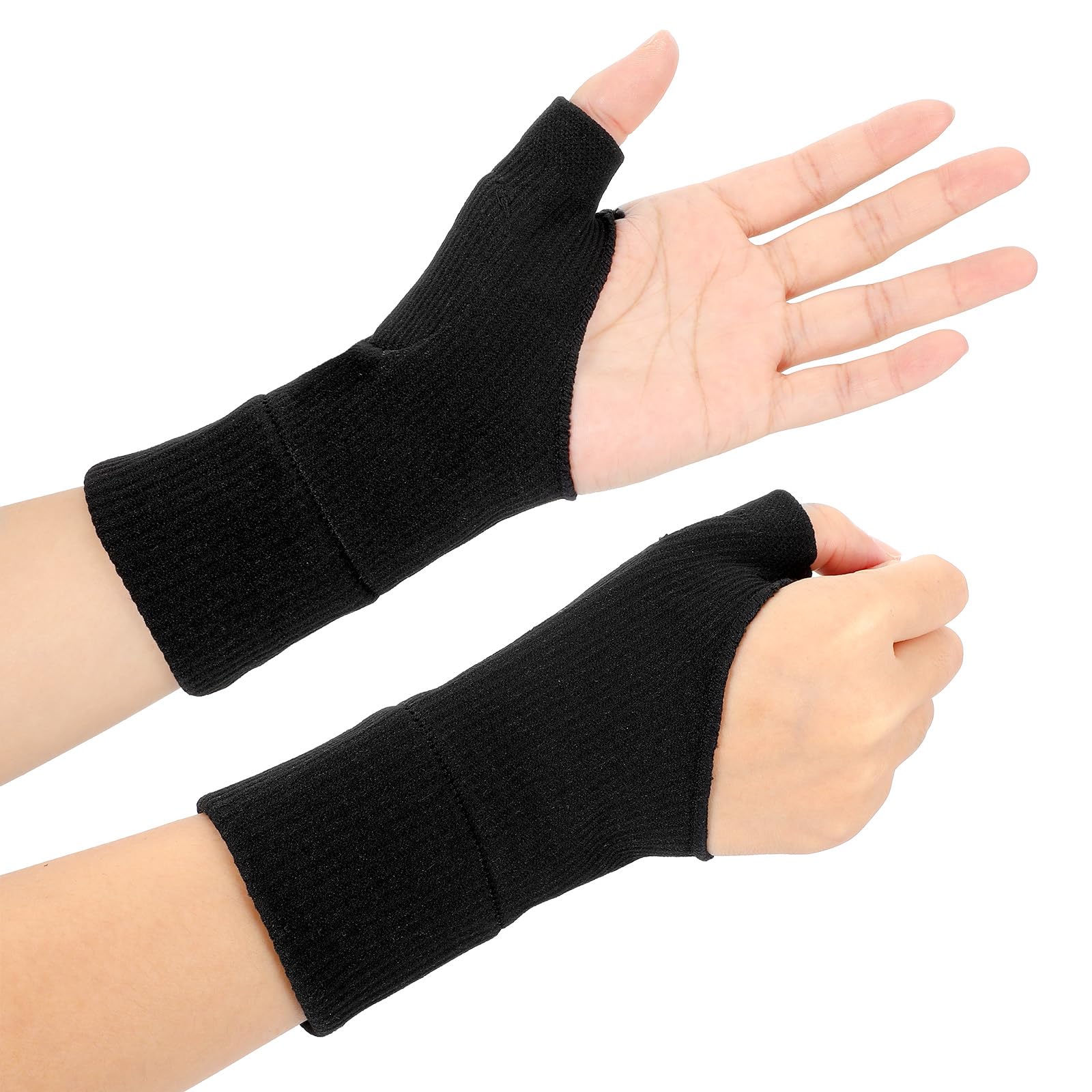 SynHHergyx Wrist Thumb Compression Gloves 2Pcs Elastic Compression Sleeves Fingerless Glove with Soft Gel Pads for Women Men