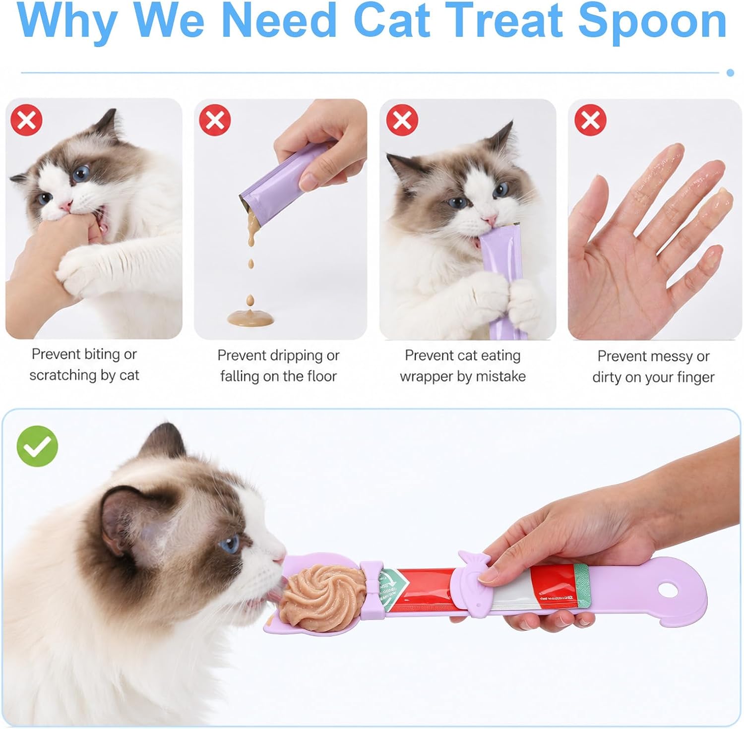 3Pcs Cat Treat Spoon Lickable Cat Strip Spoon Squeeze Dispenser image 5