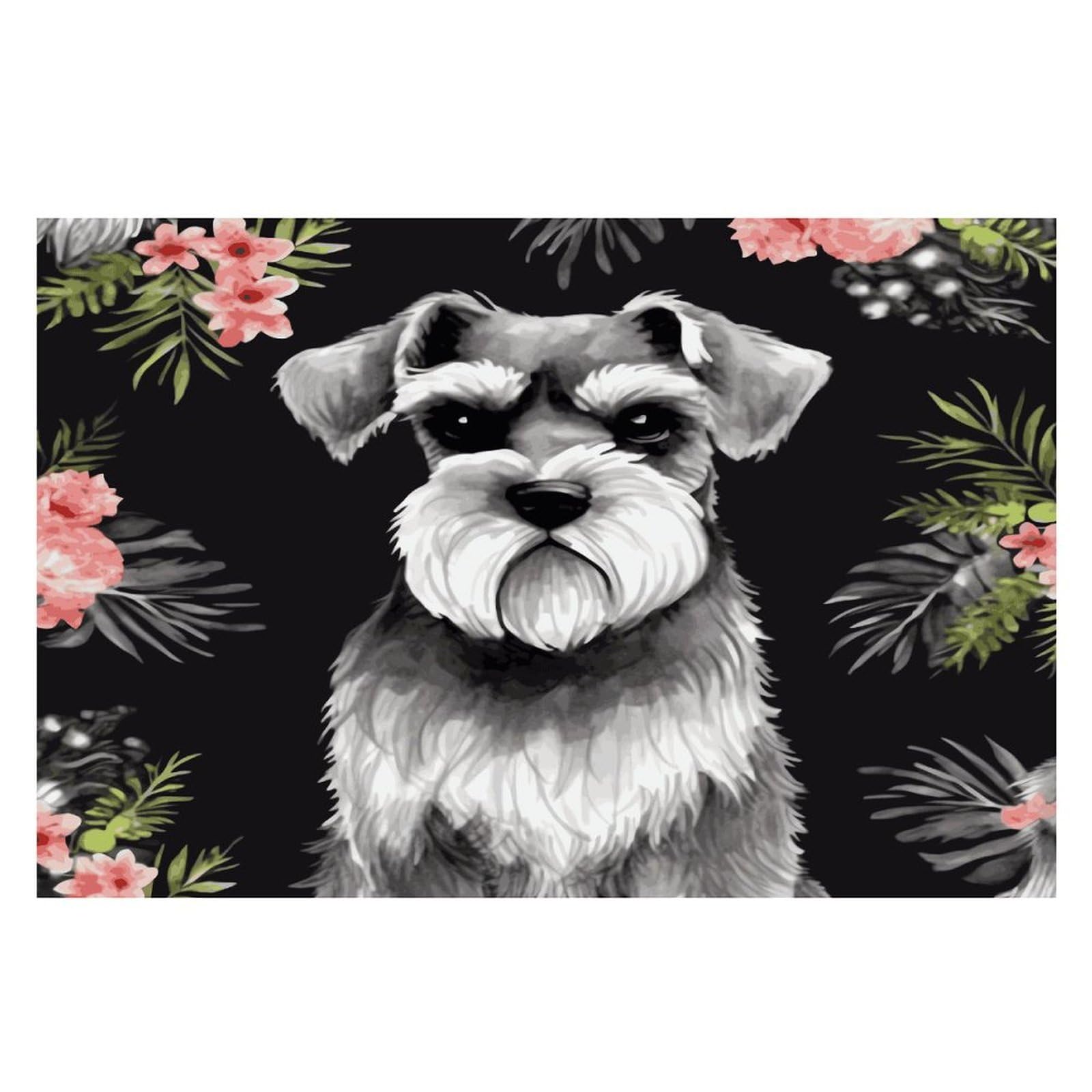 Schnauzer Placemats Wipeable Heat Resistant Table Mats Washable Flax Place Mats Elegant Cloth Non-Slip Placemat for Kitchen Dinning Party Table Decor 12 * 18 in