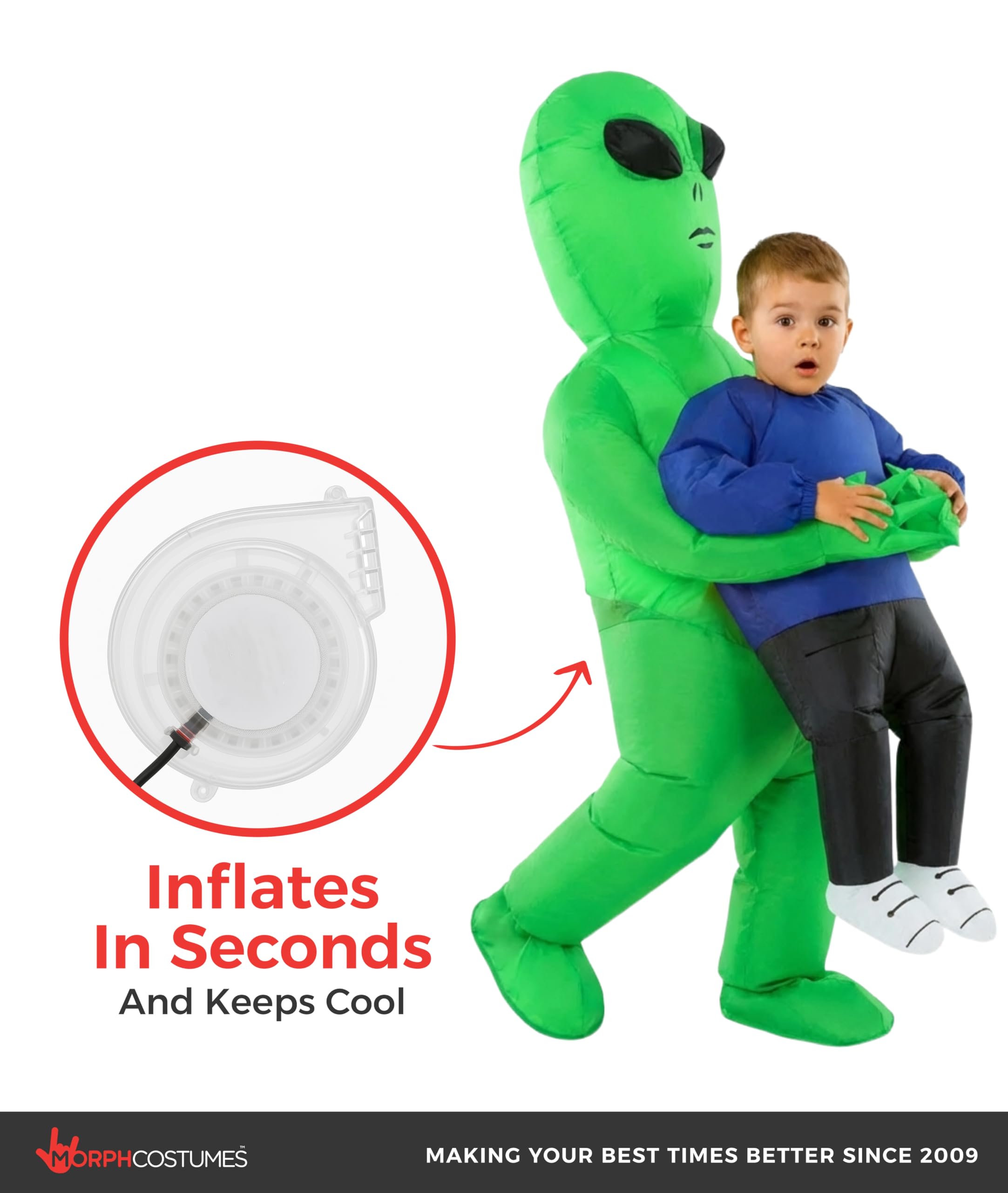 Morph Alien Kostüm Kinder, Karneval Kostüm Alien, Aufblasbares Kostum Kinder, Karneval Kostum Aufblasbar, Faschingskostüme Kind Junge & Mädchen, 4-6 Jahre