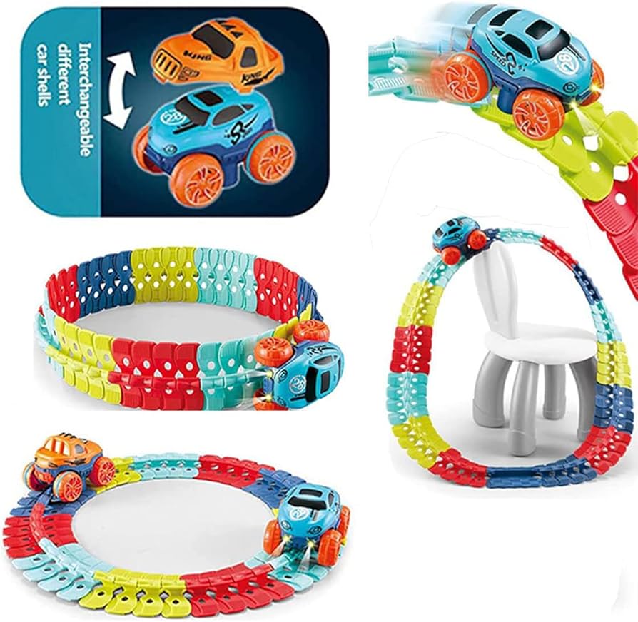 Amazon.co.jp: Changeable Track, Assembled Race Car Track with LED