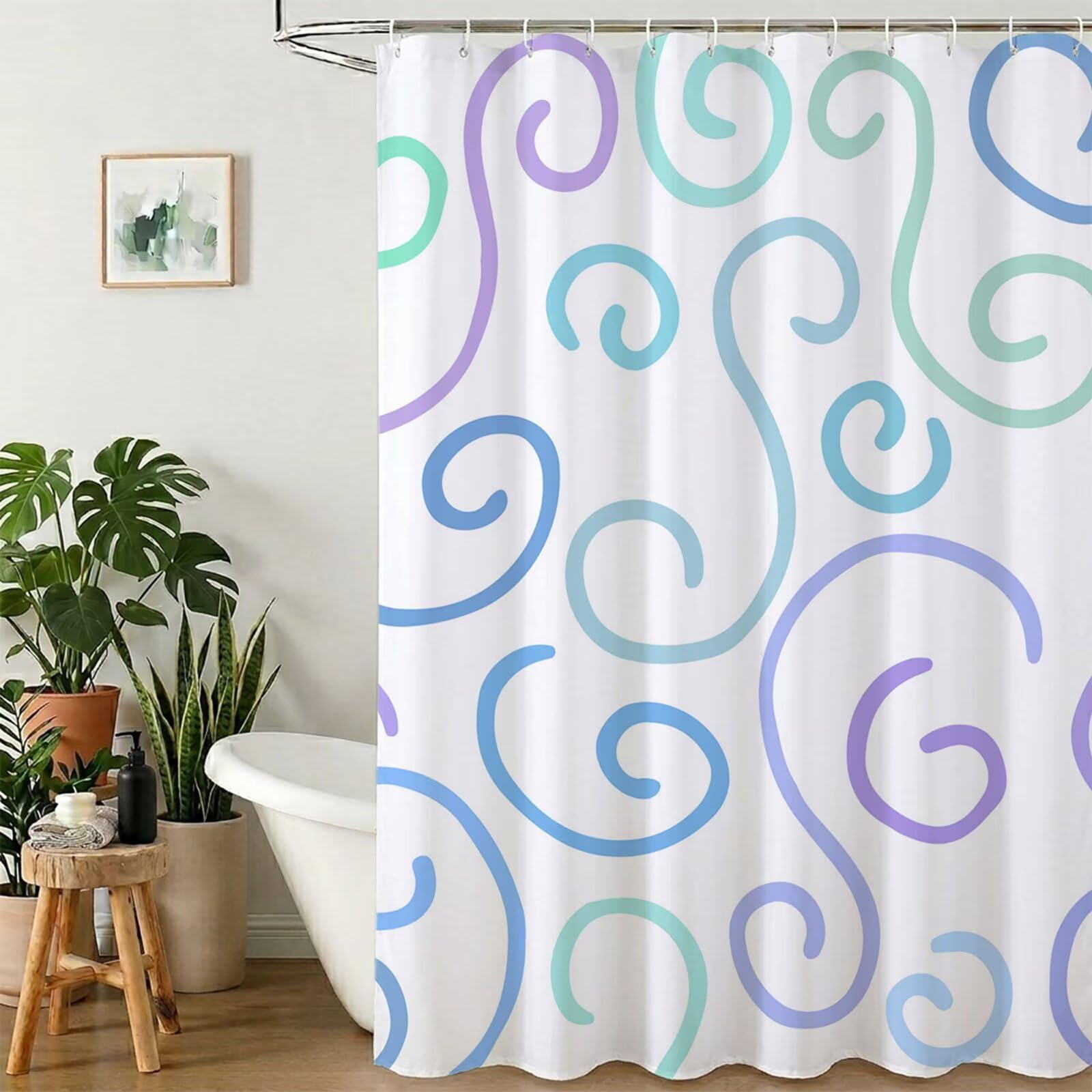 Rideau de douche pour baignoire moderne et simple, idéal petite salle de bain
