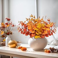Vista 6 de 10 piezas de decoración de otoño para el hogar, flores artificiales, plantas falsas, Acción de Gracias, decoración de otoño al aire libre