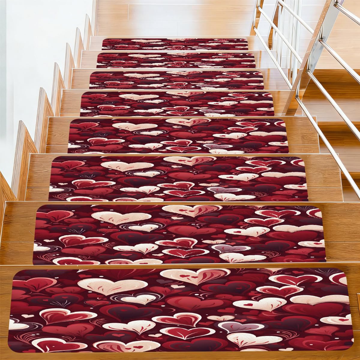 Alfombrillas antideslizantes Mexpekil Red Heart para renovar peldaños de madera gastados