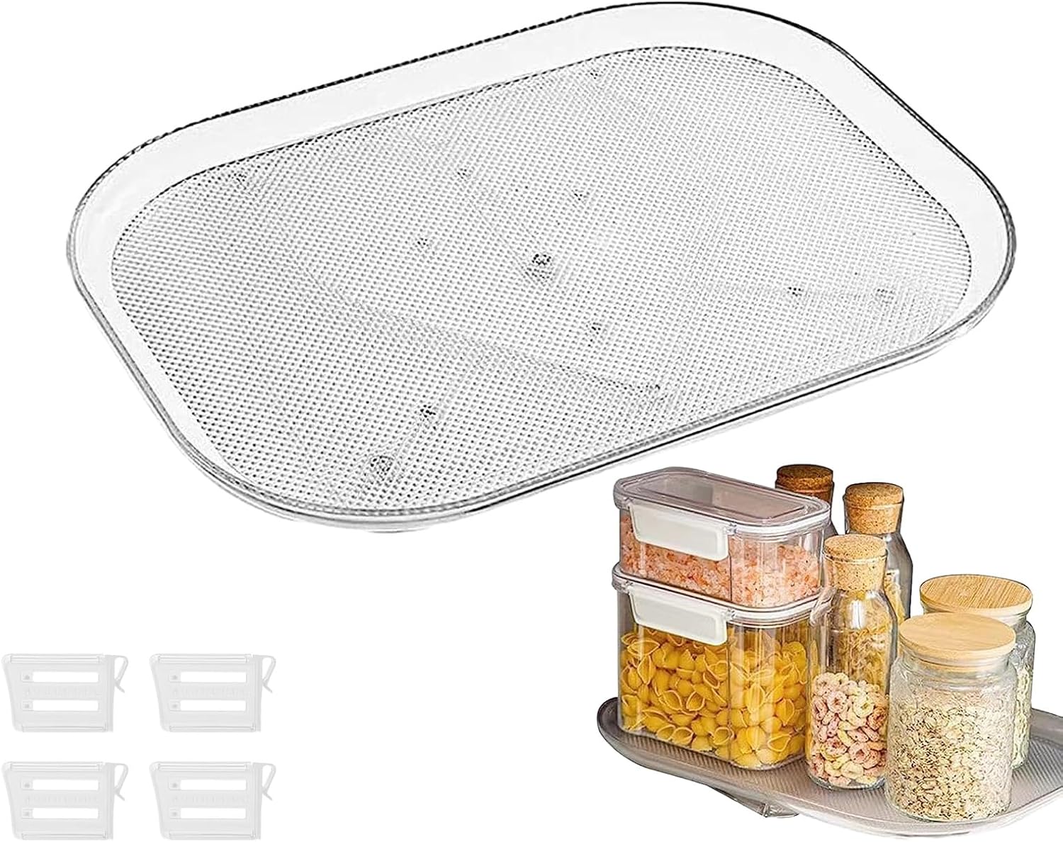 PEdway Fridge Lazy Susan Organizer Rectangle,Countertop