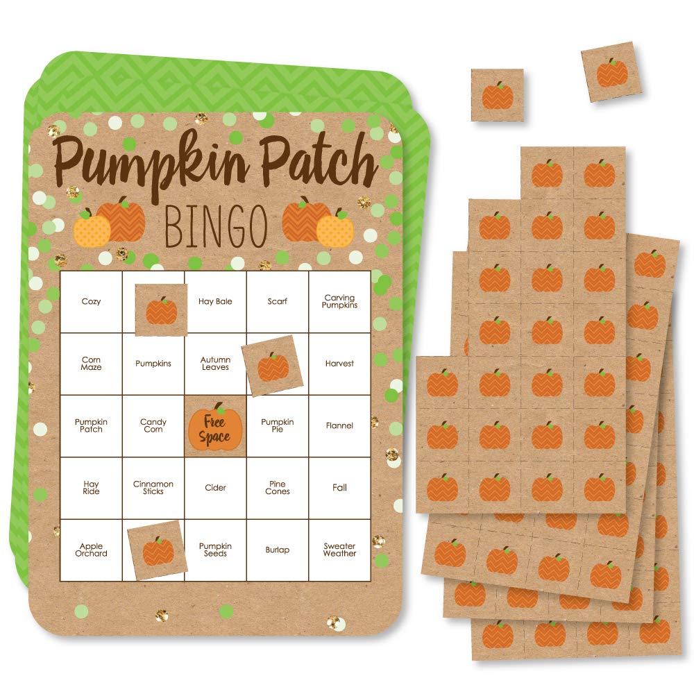 Amazon.com: Big Dot of Happiness Pumpkin Patch - Bingo Cards and Markers -  Fall, Halloween or Thanksgiving Party Bingo Game - Set of 18 : Toys & Games