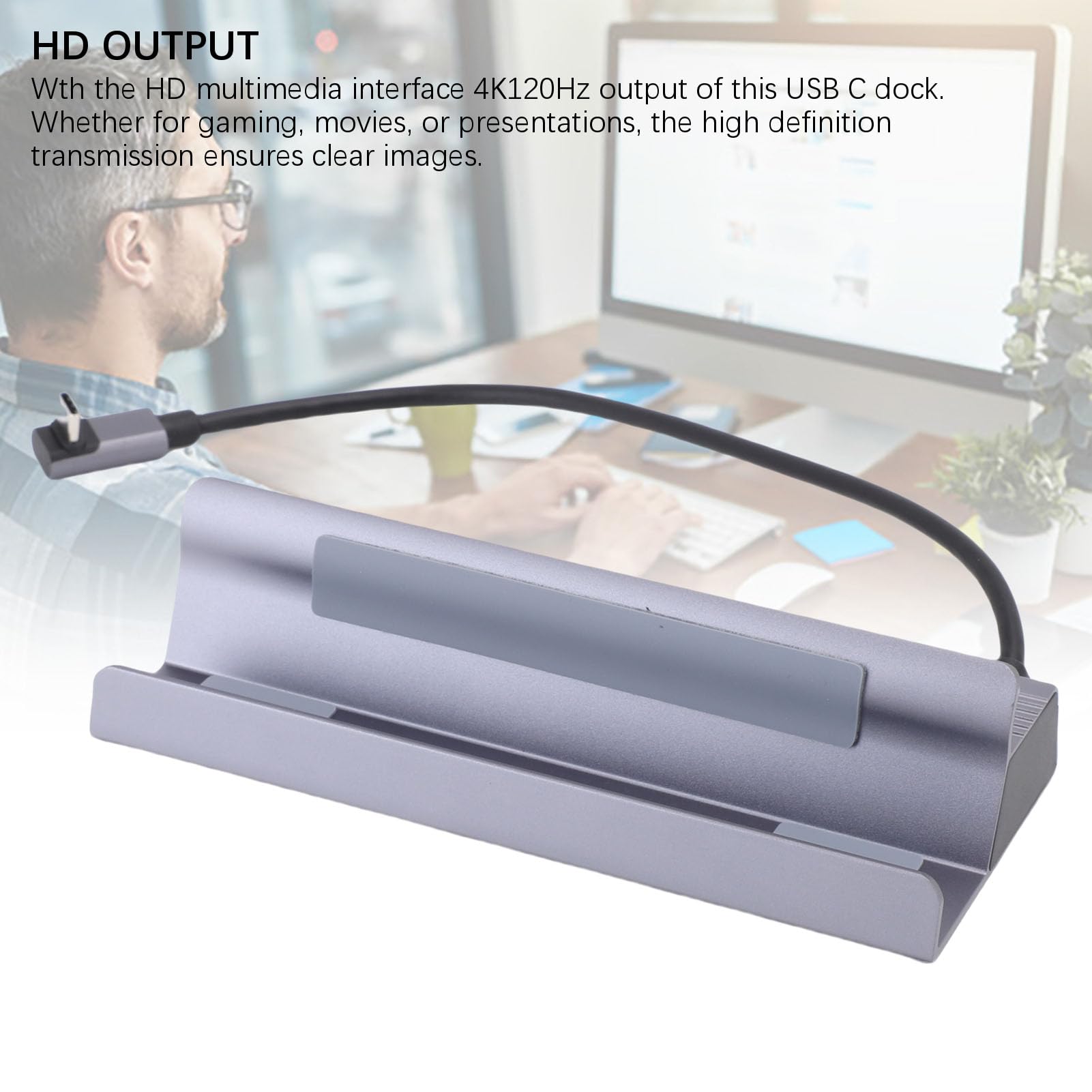 Docking Station USB C 6 in 1, Adattatore Multiporta Hub USB da 1000 Mbps con Interfaccia Multimediale HD 4K120Hz e 5 Gbps USB3.0 e Ricarica PD 100 W e RJ45 per Laptop C