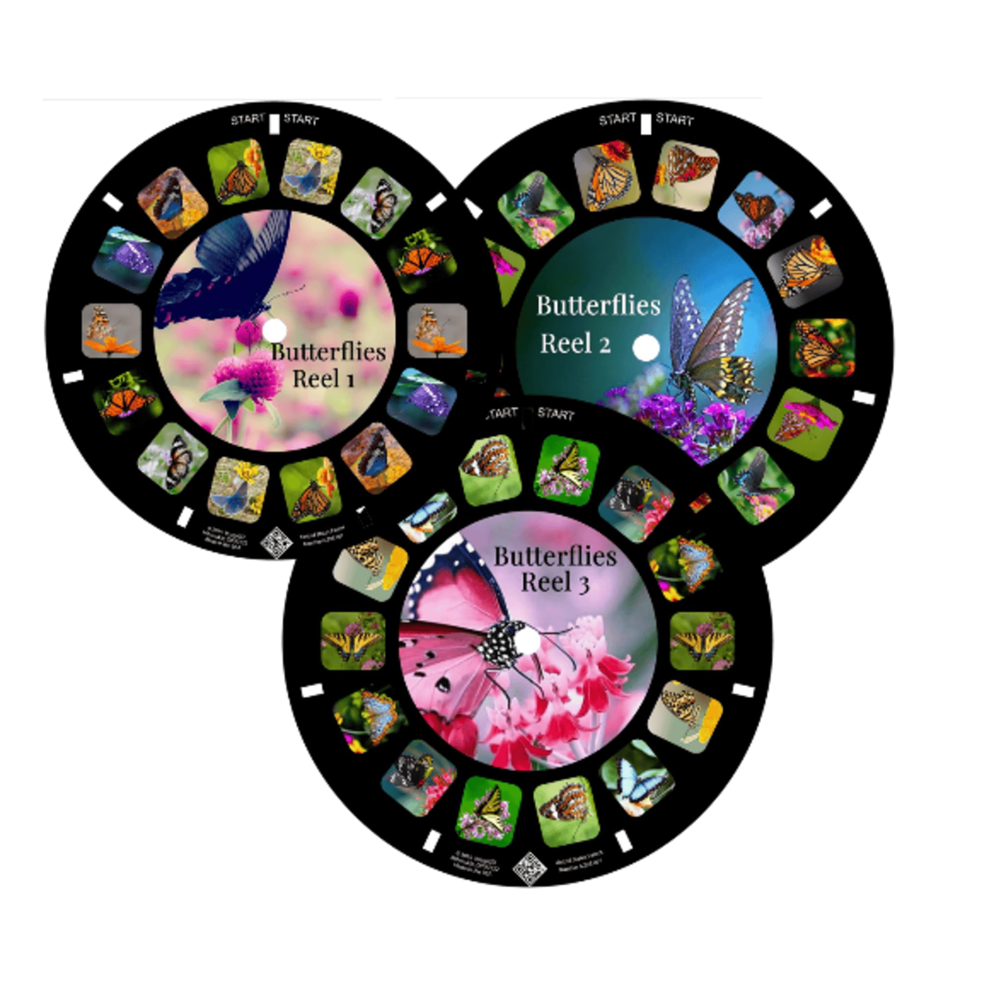 MayKo Butterfly Reels for Viewfinder. Compatible with Viewmaster Classic Viewers. Set of 3 (Reels Only)