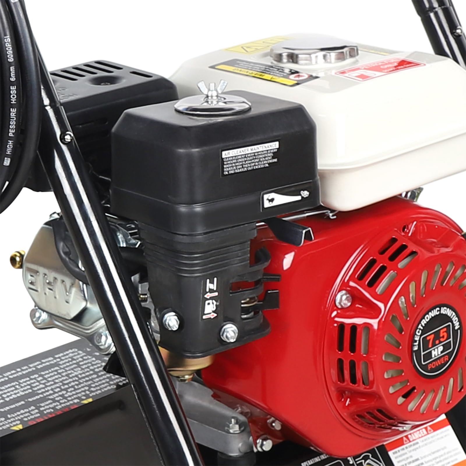 Limpiador profesional de alta presión de 7,5 CV, 4900 W, 190 bar, 4 tiempos, gasolina, autocebante, máquina de limpieza, vapor, con 5 boquillas, pistola pulverizadora, manguera para suelos, vehículos