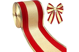 10 Yards Red Gold Valentine's Day Ribbons