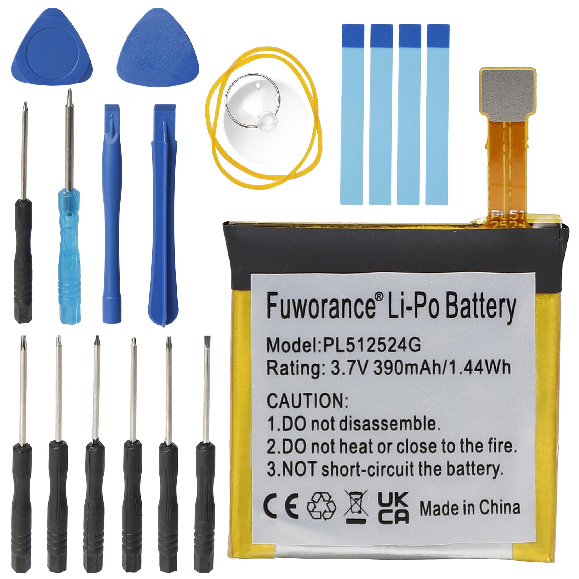390mAh 3.7V PL512524G Bateria zamienna Kompatybilna z Amazfit T-rex Verge Lite, A1807, A1801, A1808, A1811, A1818, A1918, GTR47, V010 Watch Bateria litowo-polimerowa zestaw naprawczy