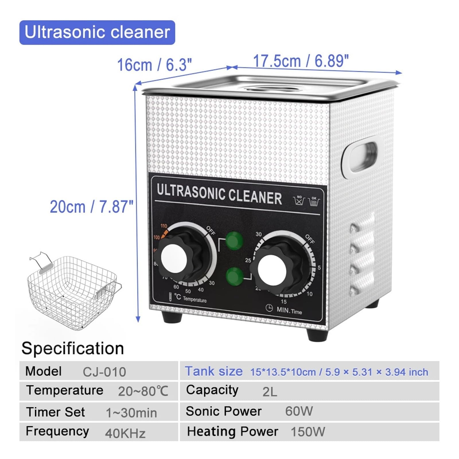 Nettoyeur à ultrasons, Nettoyeur à ultrasons 2L Outil Réparation de téléphone Minuterie Chauffage machine laver