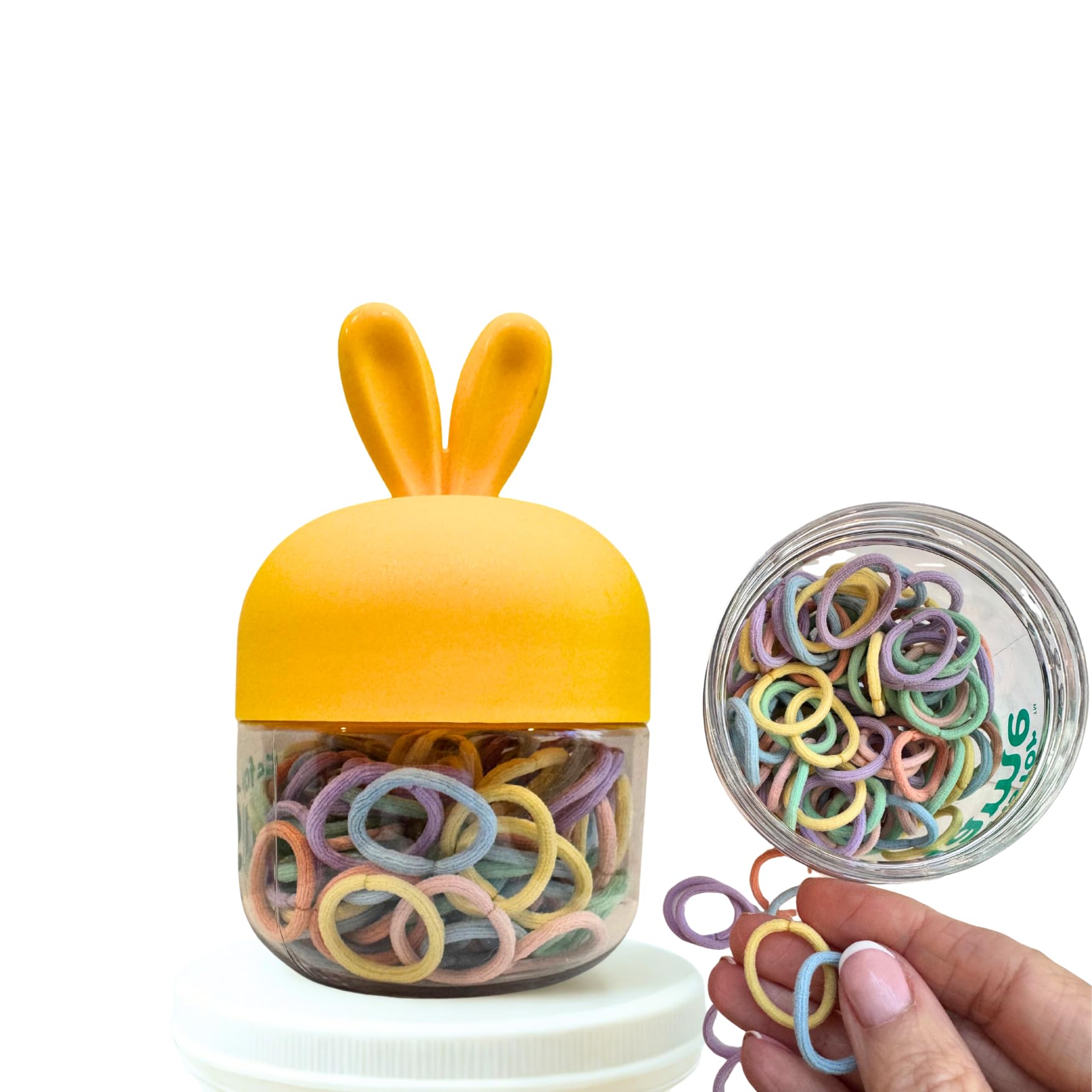 T is for Tame Baby Hair Ties, No Damage, Reusable Bunny Container, 50 Ct