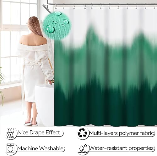 Miniatura 5 de iMucci Accesorios de baño, juegos de baño verde oscuro con cortina de ducha y alfombra, juego de cortina de ducha, alfombras de baño para decoración