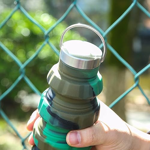 Miniatura 8 de lamphle Botellas de agua de 16.9 fl oz a prueba de fugas, tapas de silicona en espiral, botella de agua deportiva de acero inoxidable con asa,