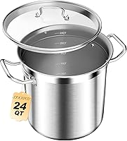 Vista 1 de Olla de Acero Inoxidable con Tapa – 24 Cuartos (6 Galones) Olla de Cocina Resistente para Sopa, Guiso, Pasta – Uso Comercial y Doméstico, Fácil