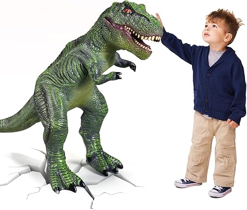 Juguetes grandes de dinosaurios: juguete de dinosaurio suave Tiranosaurio Rex de 28 pulgadas para niños de 3 a 5 años, dinosaurio inflable grande