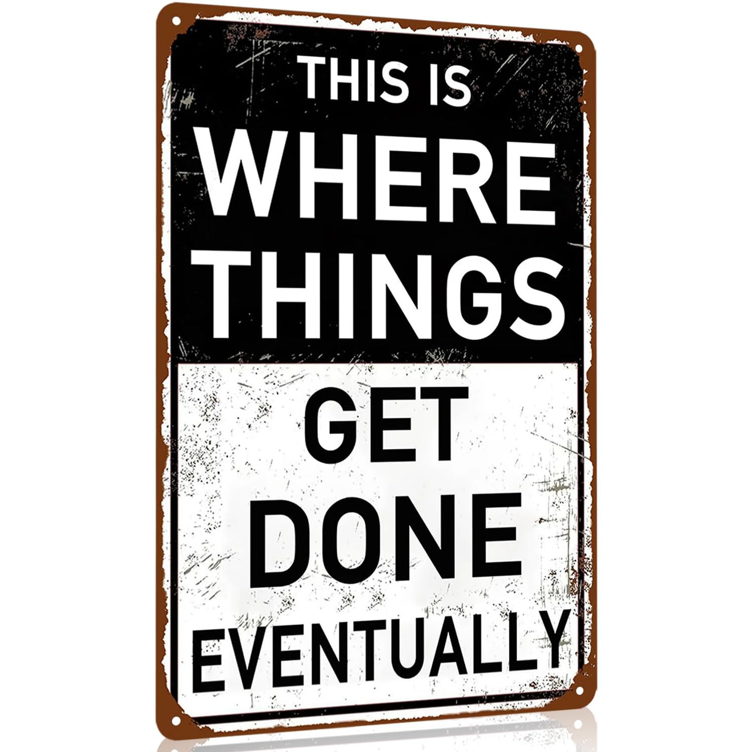 Funny Metal Tin Sign For Home Bar, Personalised Wall Art Decor THIS IS WHERE THINGS GET DONE EVENTUALLY, Vintage Metal Wall Plaques Waterproof, Fun Posters Man Cave Garage Accessories 8x12 Inch