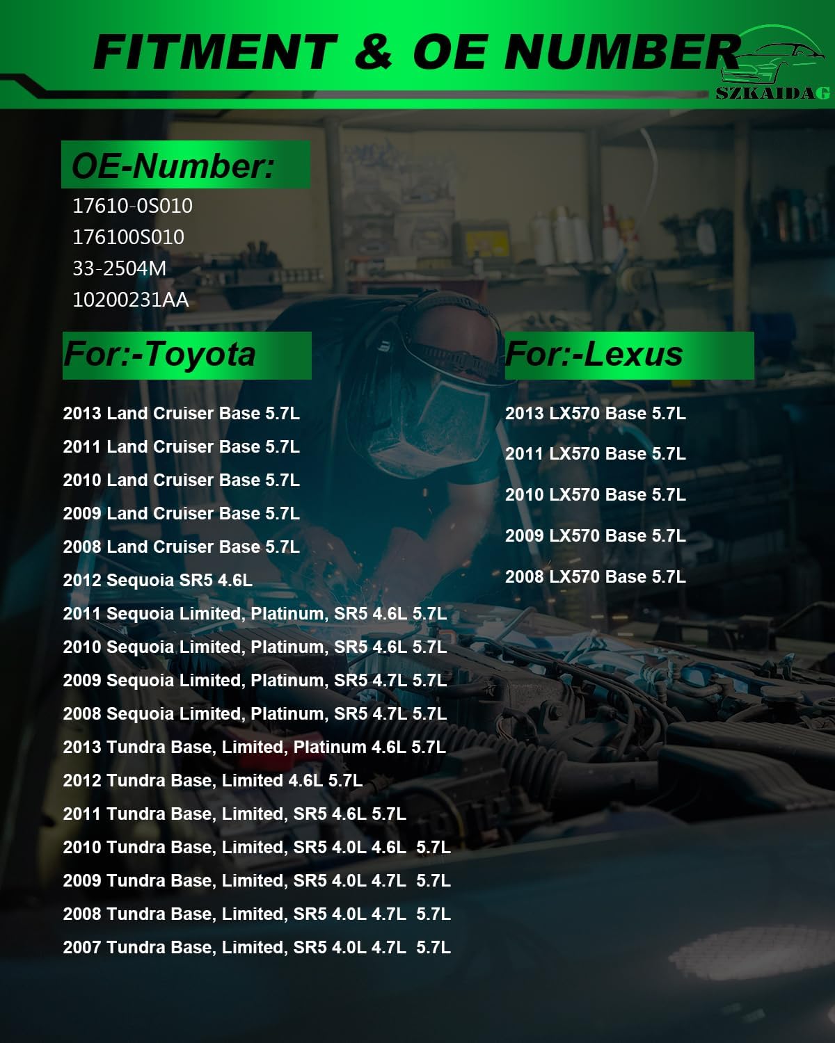 Secondary Air Injection Pump Fits For:-Toyota Tundra 2007-2013, Sequoia 2008-2012, Land Cruiser 2008-2013; For:-Lexus LX570 2008-2013 4.0L 4.6L 4.7L 5.7L 2PCS OE#17610-0S010, 10200231AA