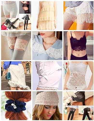 Miniatura 5 de Cinta elástica de encaje de 7.1in de ancho de 7.1in de ancho con flores para prendas de vestir, manualidades, adornos de ramo de boda, diademas,