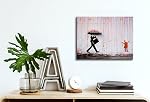 Wieco Art Banksy Raining Day or Colorful Graffiti Street Famous Canvas Prints Wall Art Modern Inspirational Grey Love Pictures Artwork for Dining Room Kitchen Home Office Decor
