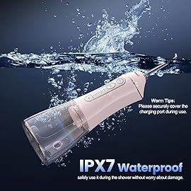 Water Flosser for Teeth Cleaning and Flossing, 5 Modes Rechargeable Cordless Oral Irrigator 320ml Water Tank Teeth Cleaner, IPX7 Waterproof Portable Electric Dentel Flossers for Home and Travel,Pink