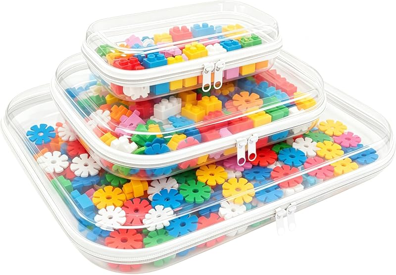 Conjunto com 3 necessaires transparentes de plástico rígido com zíper Rdttlv, tamanhos S/M/L