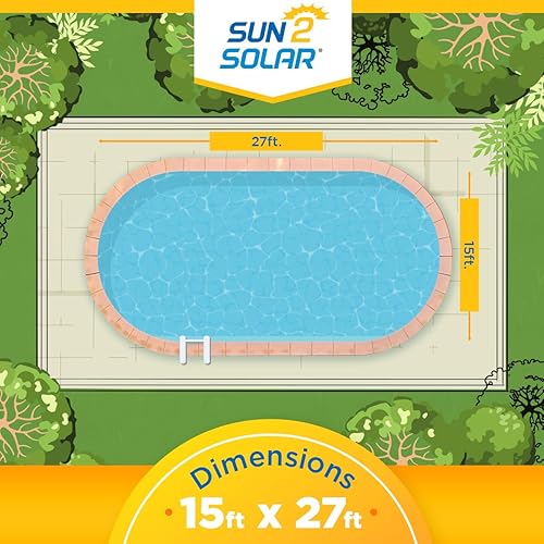 Miniatura 8 de Sun2Solar Cubierta solar ovalada azul de 16 pies por 32 pies  Serie 1200  Manta de retención de calor para piscinas ovaladas en el suelo y sobre el