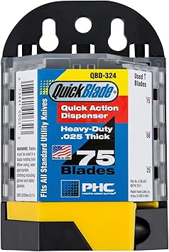 Pacific Handy Cutter QBD324 Quick Action Blade Dispenser, Blade Bank with 75 SB-92 Standard Utility Blades