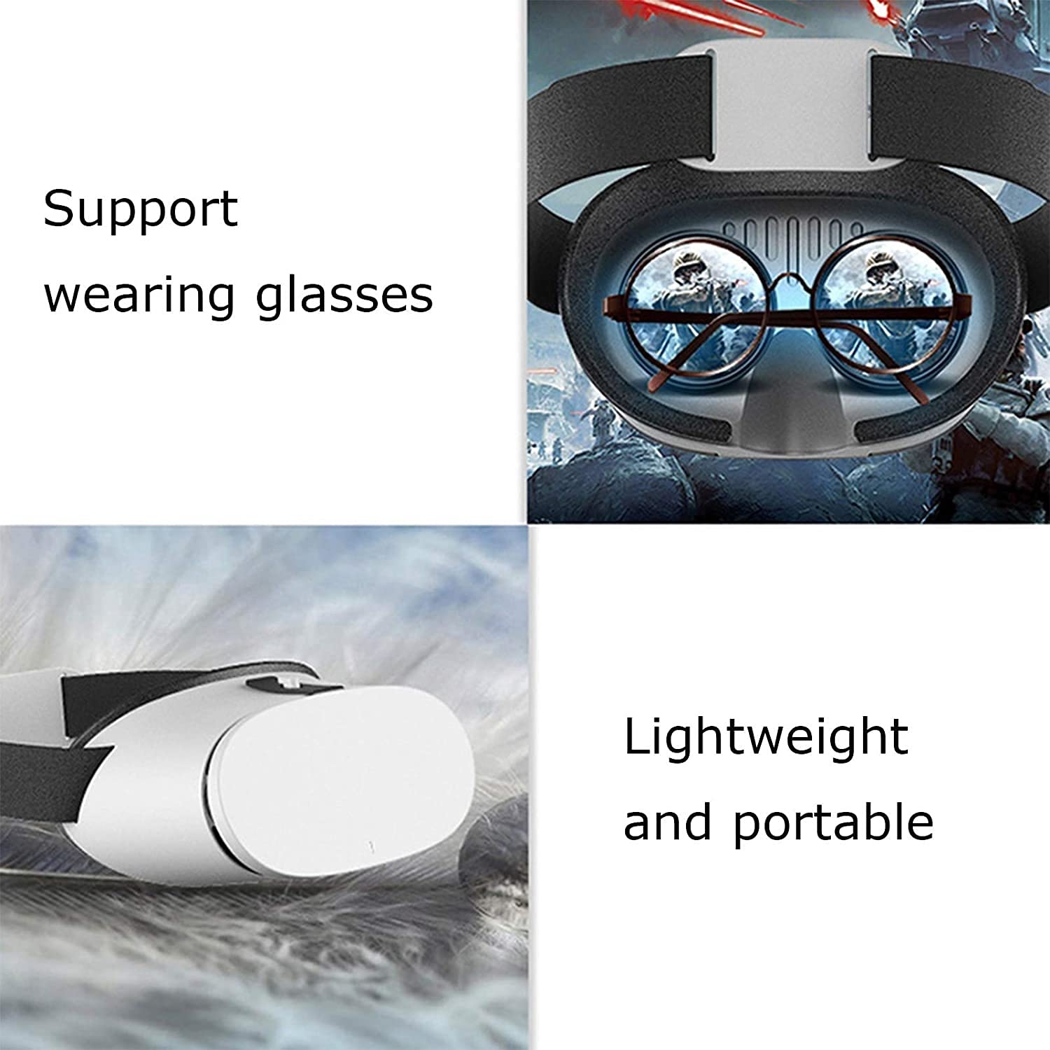 VR Glasses VR Glasses Virtual Reality somatosensory Gaming Helmet VR Glasses All-in-one VR Gaming Headset Good Sound Quality Comfortable and Lightweight