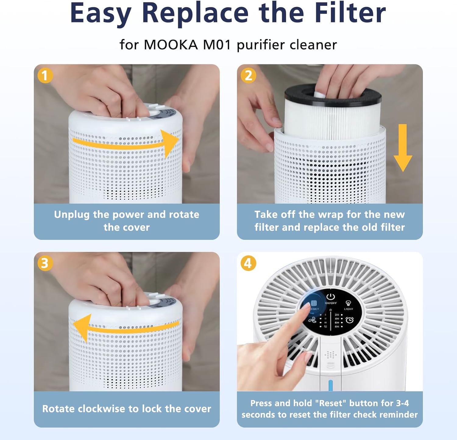 M01 Air Filter Replacement for MOOKA M01 Air Puri-fier, HEPA Filter, 3-Stage with Activated Carbon, 2 Pack - Image 7