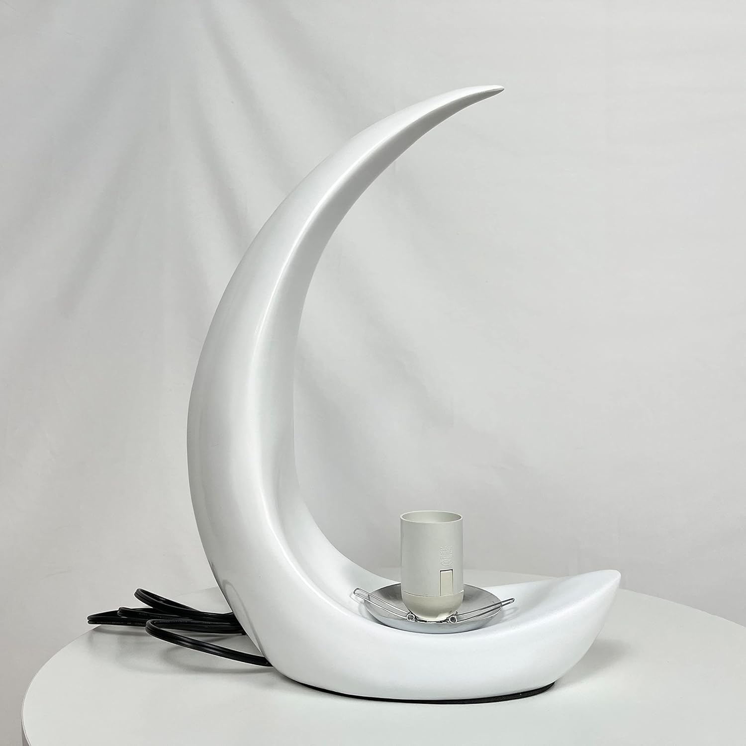 Meefad Modern Bedside Lamp, Cute Night Light with Globe Shade, Moon Lamp Glass Table Lamp for Bedroom Reading Nightstand, White