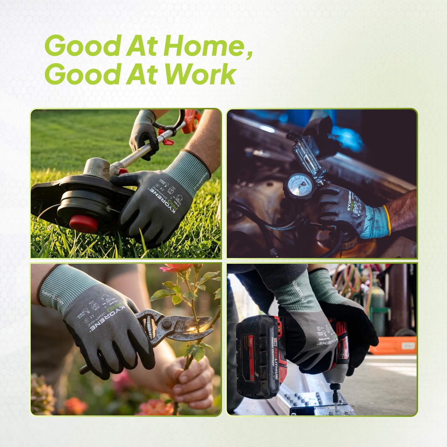 Armor Guys Kyorene Pro 00-840 - Guantes de trabajo resistentes a cortes A4, grafeno, agarre de nitrilo, duraderos, transpirables para uso industrial, L, 12 pares