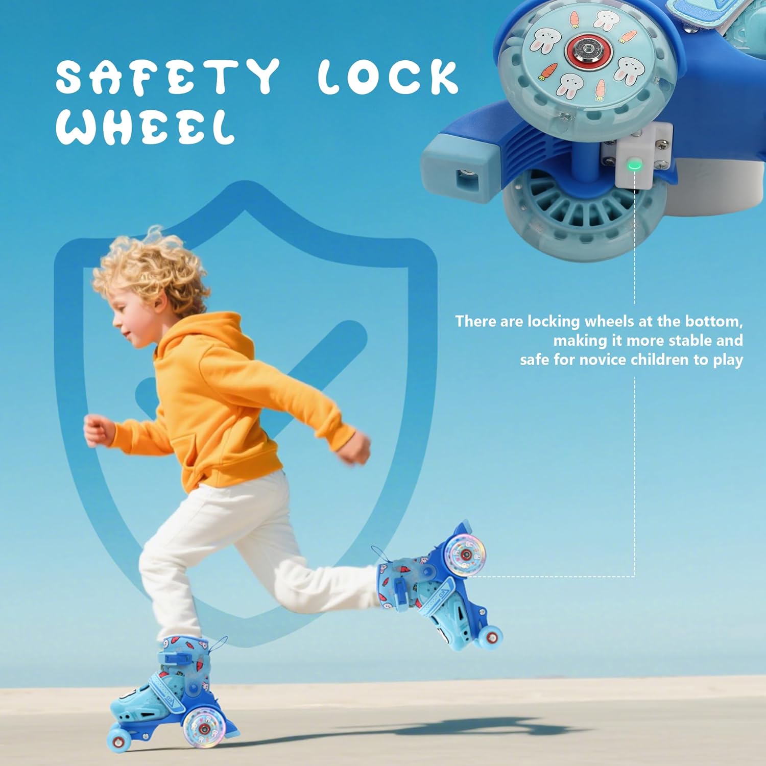 LKD Adjustable Kids Roller Skates for Boys Girls,Beginner Quad Skates,Indoor Outdoor Sports for Ages 3-5 5-8