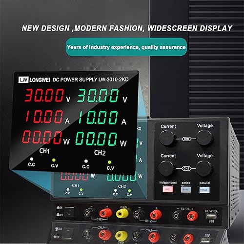Miniatura 5 de Fuente de alimentación de CC variable, 4 canales 30 V 10 A 2 x 300 W ajustable conmutación regulada DC fuente de alimentación con pantalla de