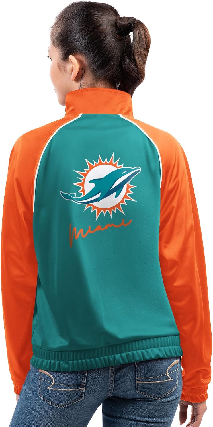 G-III Sports Women's Aqua Miami Dolphins Replay Full-Zip Track Jacket
