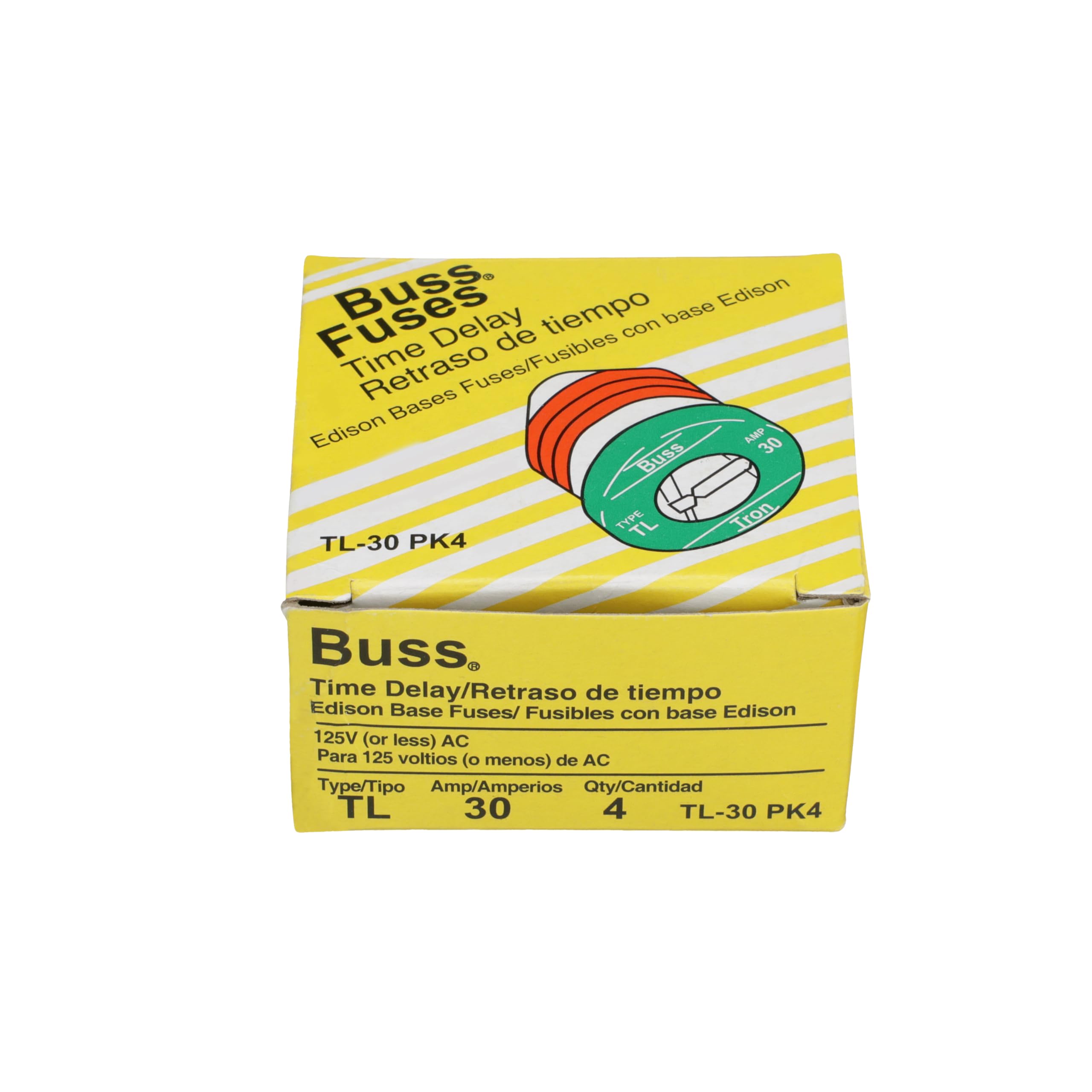 Bussman TL-30PK4 30 Amp TL Edison Plug Time Delay Fuse 4 Count