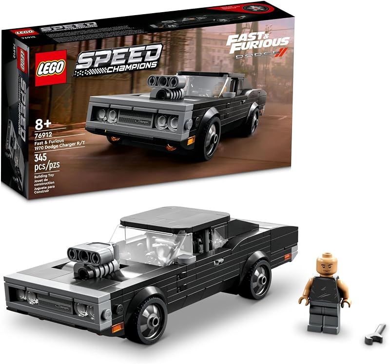 LEGO Speed ​​Champions Fast & Furious 1970 Dodge Charger R/T 76912, kit de modelo de auto de juguete para niños, juego coleccionable con minifigura de Dominic Toretto