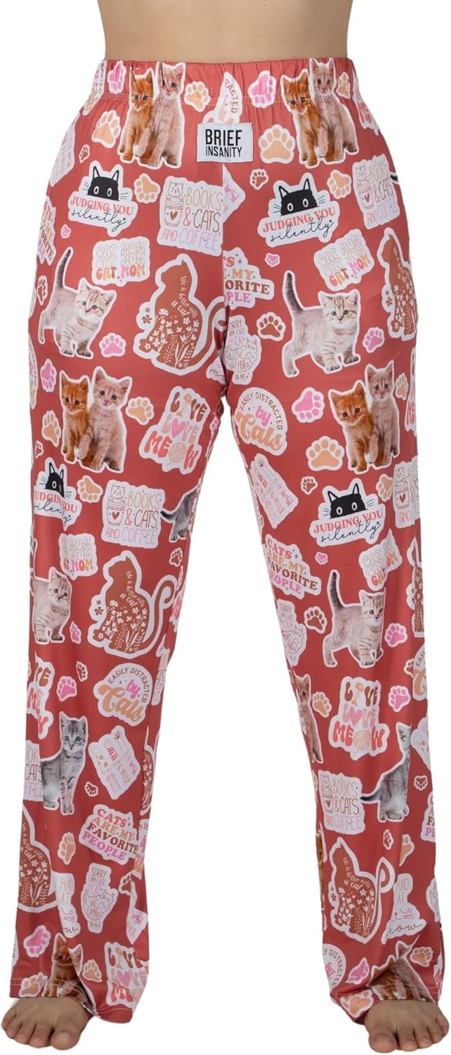 BRIEF INSANITY Check Meowt Adorable Kittens Polyester Lounge Pants