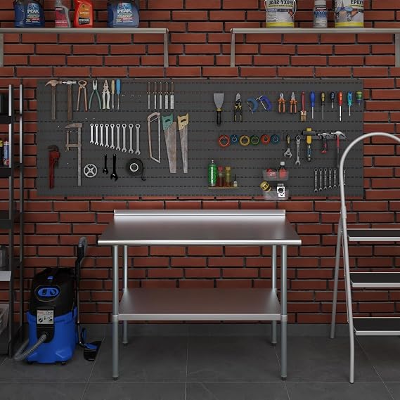 24 x 48 Heavy-Duty Prep Table | NSF Certified - Stainless Steel Work Table with Galvanized Undershelf and 1.5 Backsplash (24x48)