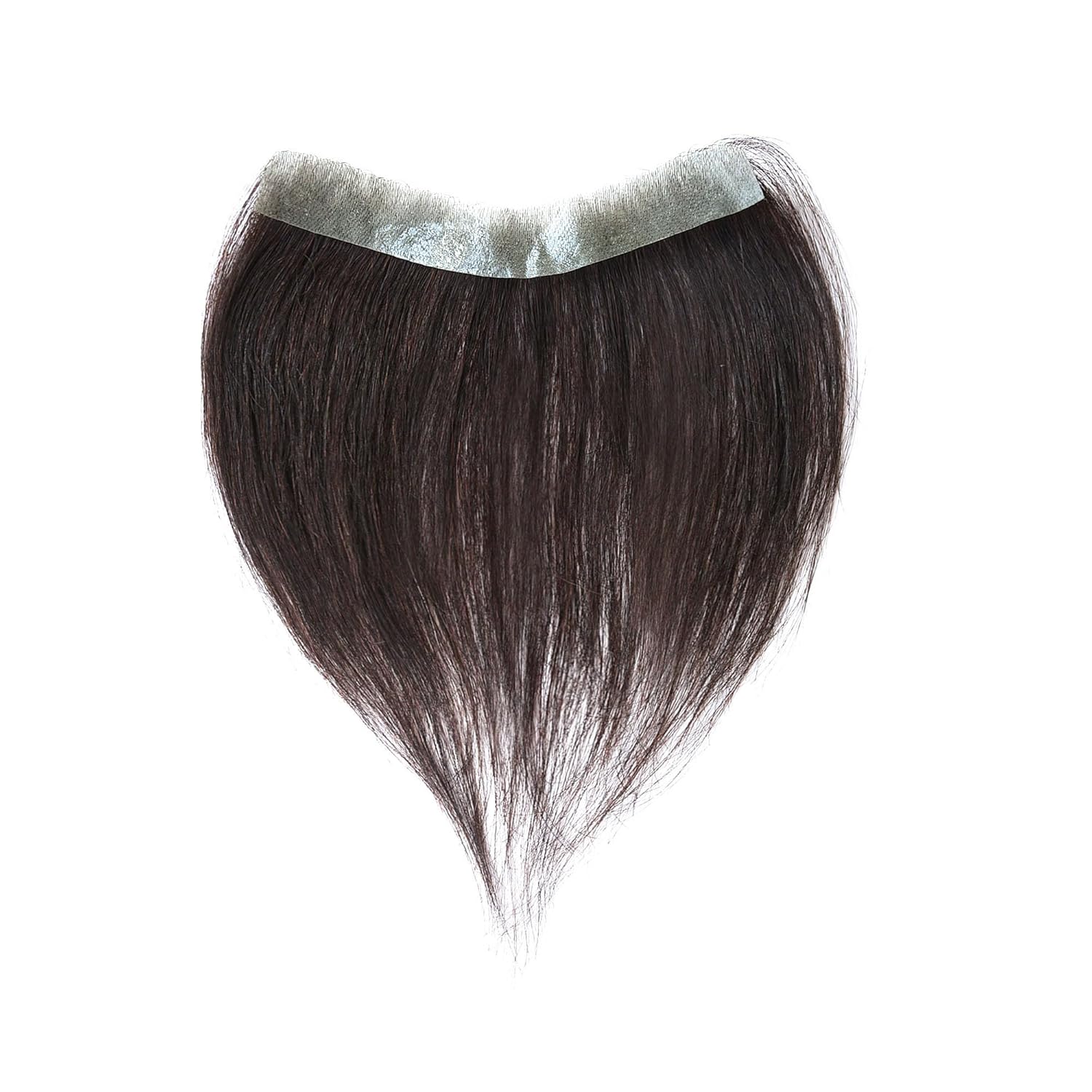 Frontal Hairpiece for Men, Hair Extension Hairline Loss Straight Tape in Human Hair Toppers Replacement Toupee (Dark Brown, 0.78"x6.3", 6")