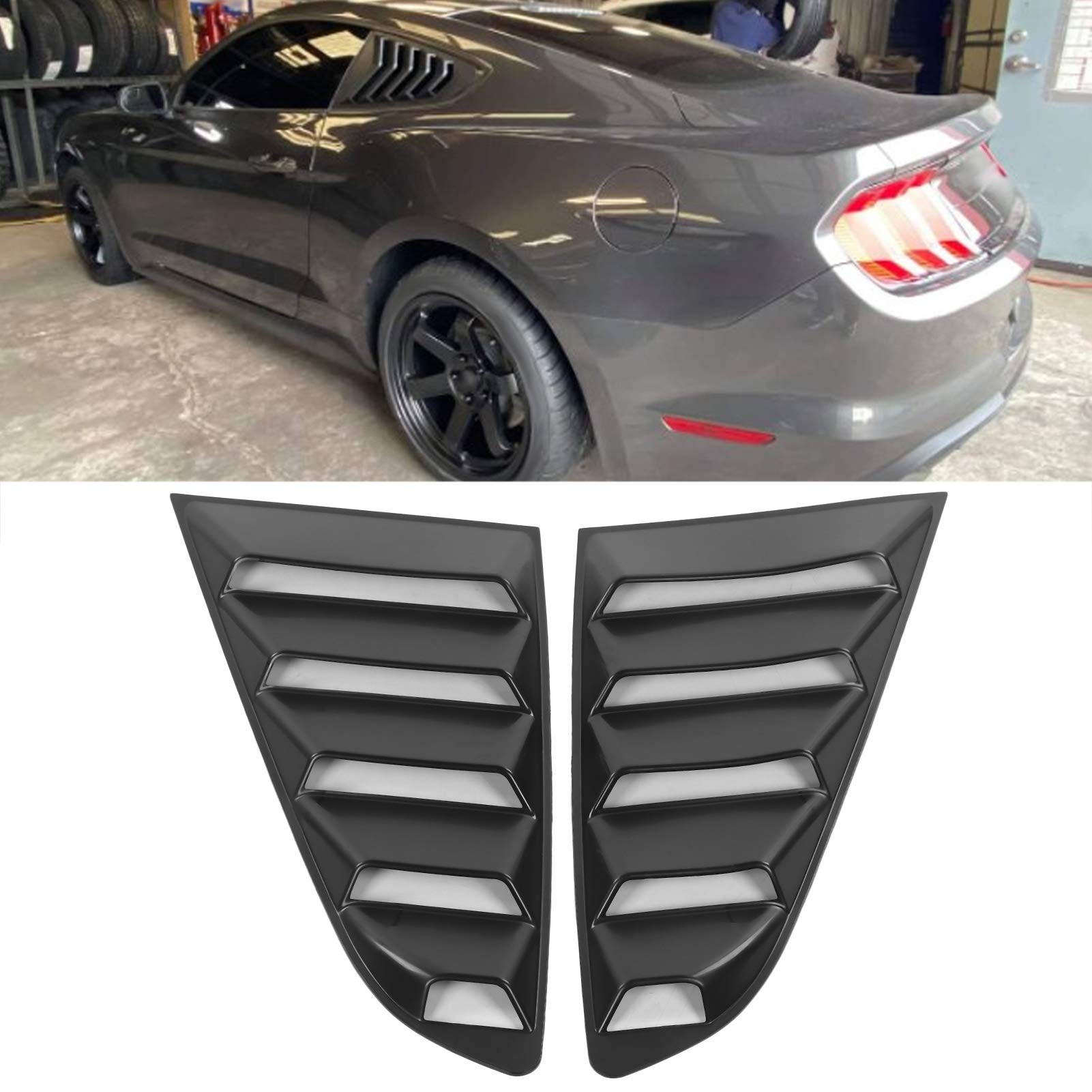 Copertura della feritoia per finestra, 2 pezzi Feritoia per finestrino laterale per auto Copertura parasole nera per parabrezza per Mustang 2015-2020 Copertura per finestrino di ventilazione lat