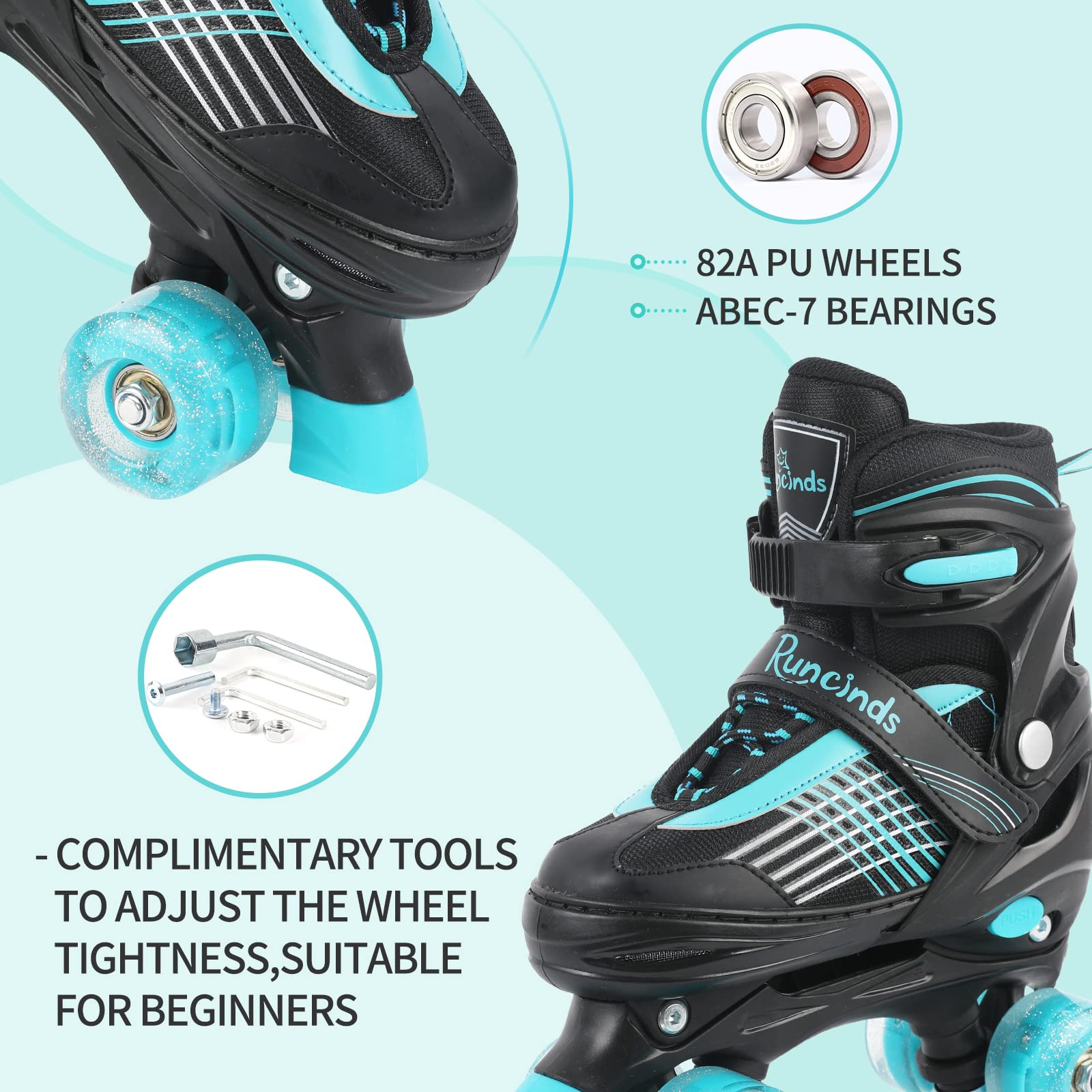 Patins à roulettes réglables pour Enfants pour garçons Filles, Patins à roulettes pour Tout-Petits pour débutants avec Roues Lumineuses