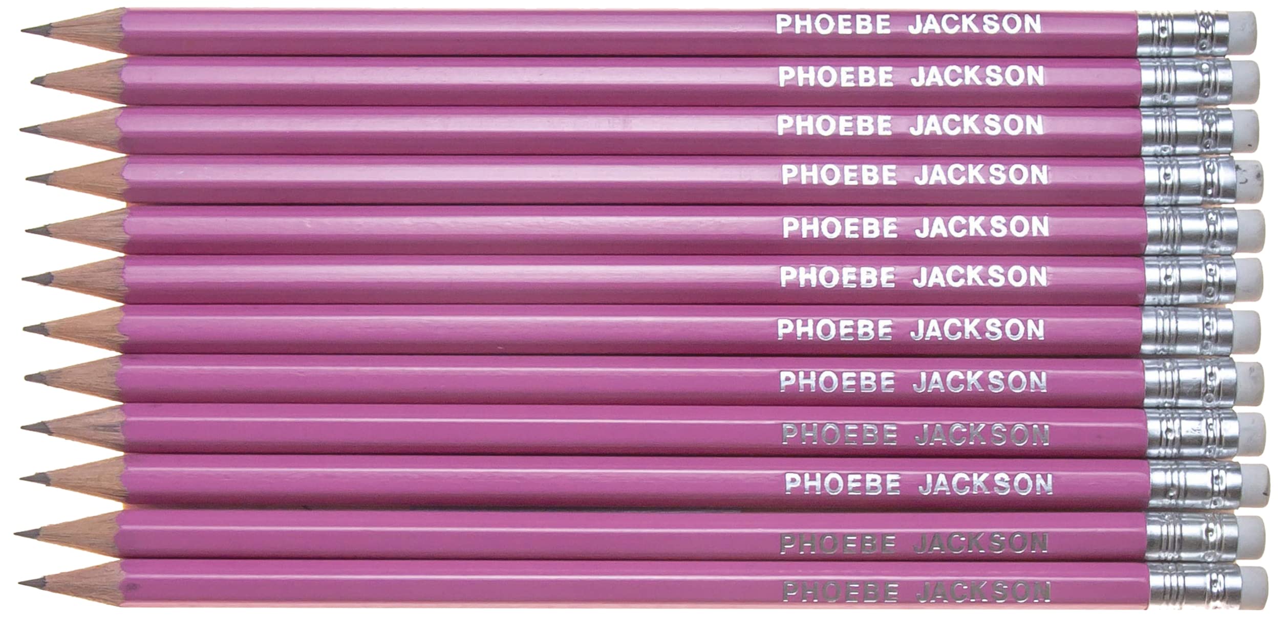 That's My Pencil 12 HB Pencils + 1 Rainbow Pencil - All embossed with Name, Hexagonal Pencils Made in Germany and Printed in the UK (POPCORN PINK)
